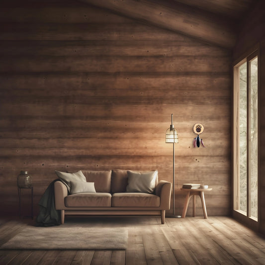 Création pyrogravée Zuni dans un salon de type chalet